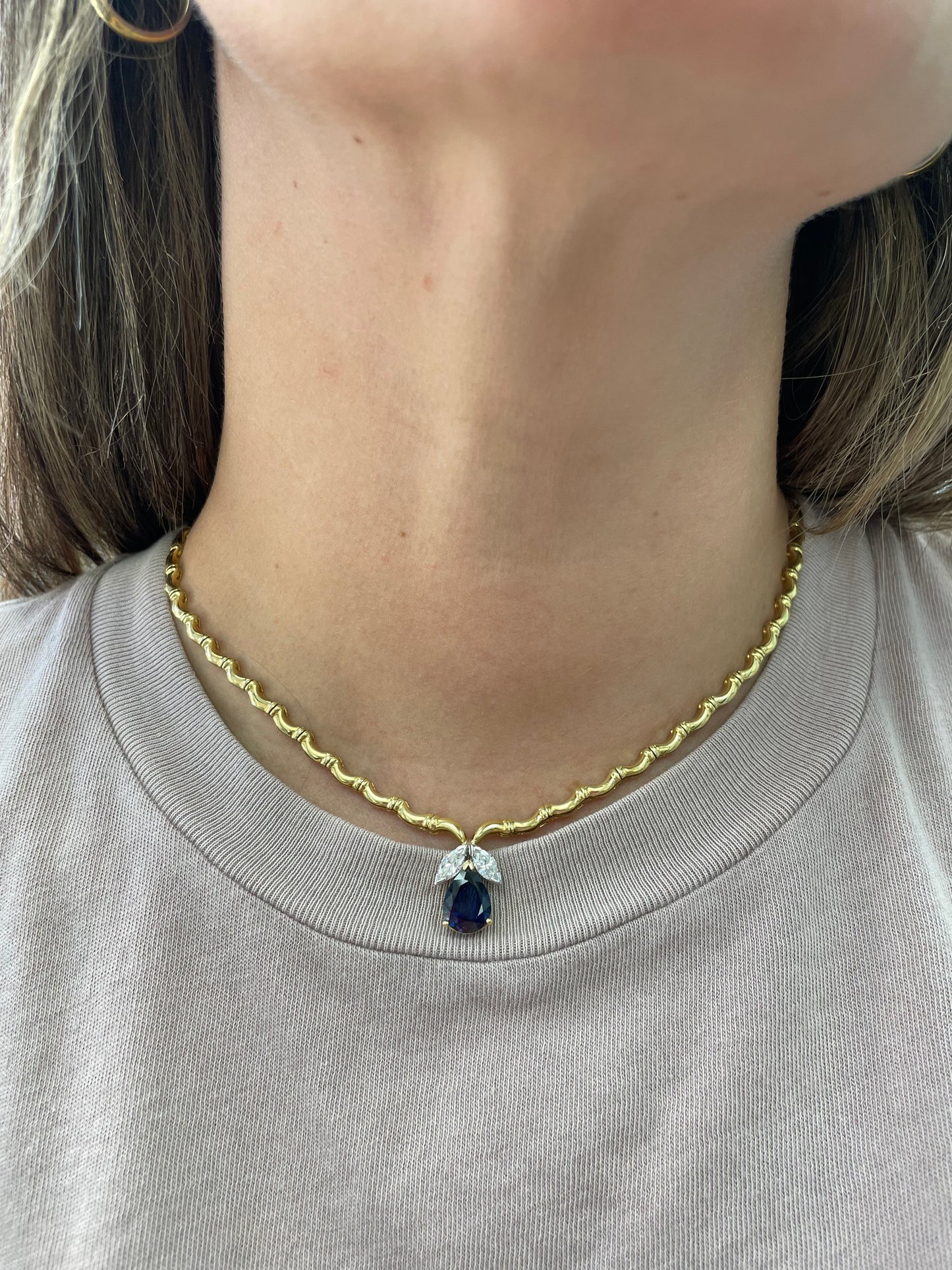 Pear Shape and Diamond Estate Necklace