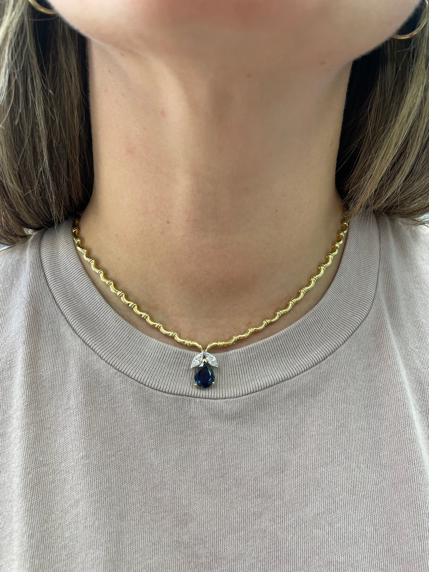 Pear Shape and Diamond Estate Necklace