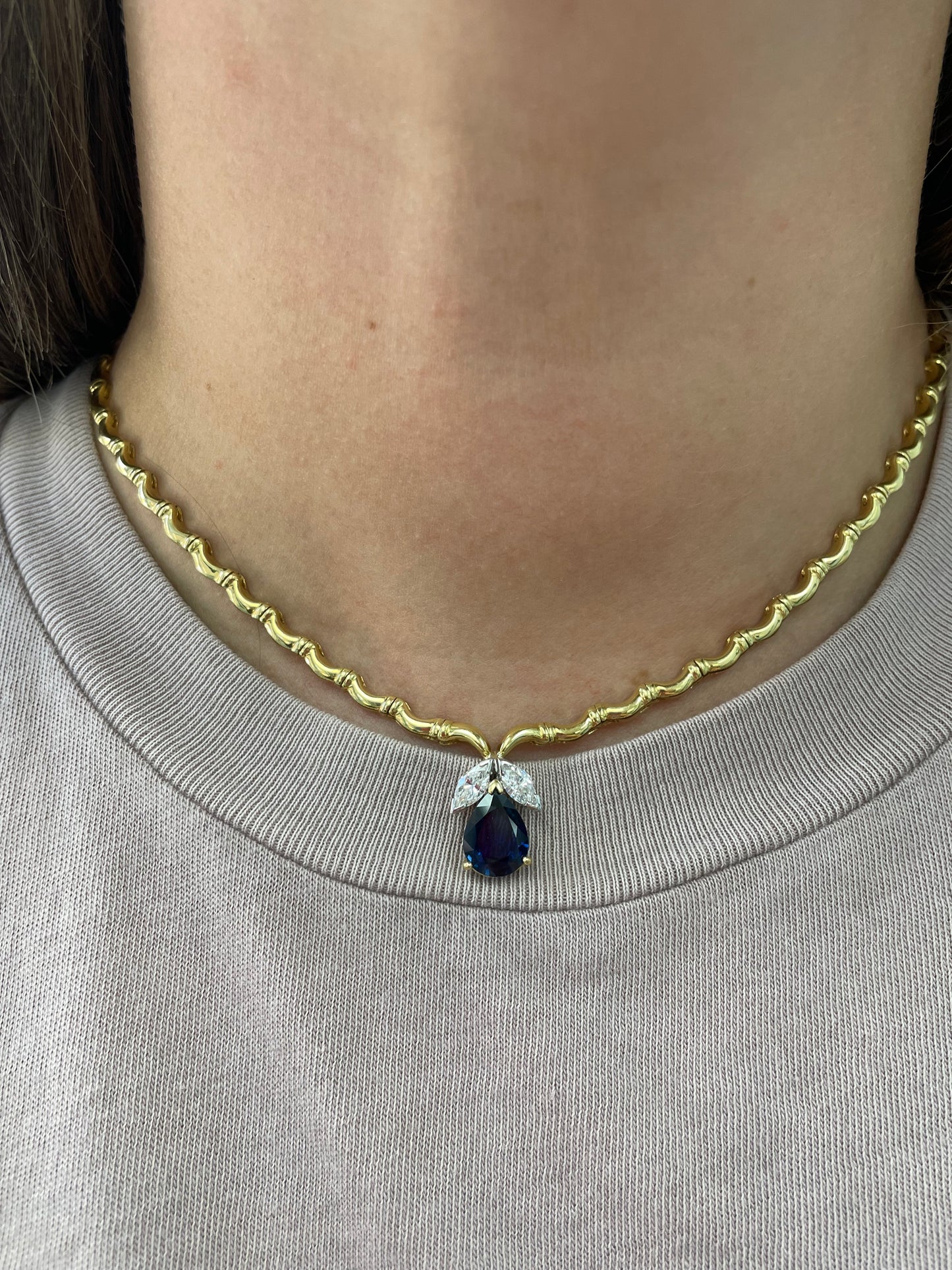 Pear Shape and Diamond Estate Necklace