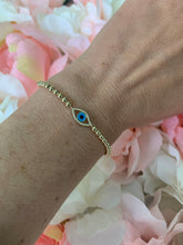 Load image into Gallery viewer, Diamond and Enamel Evil Eye Beaded Bracelet