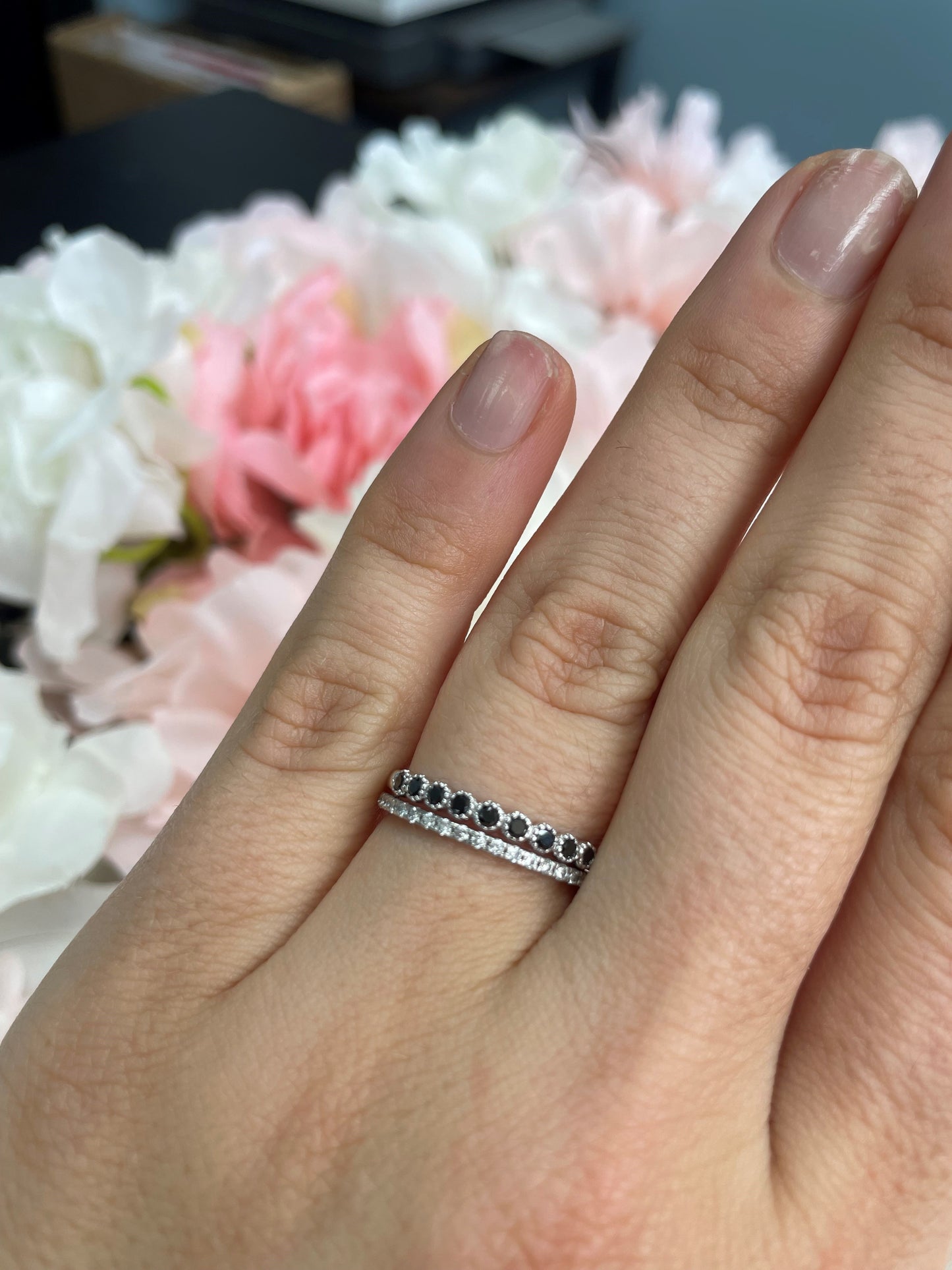 Dainty 2 Black Diamond Band