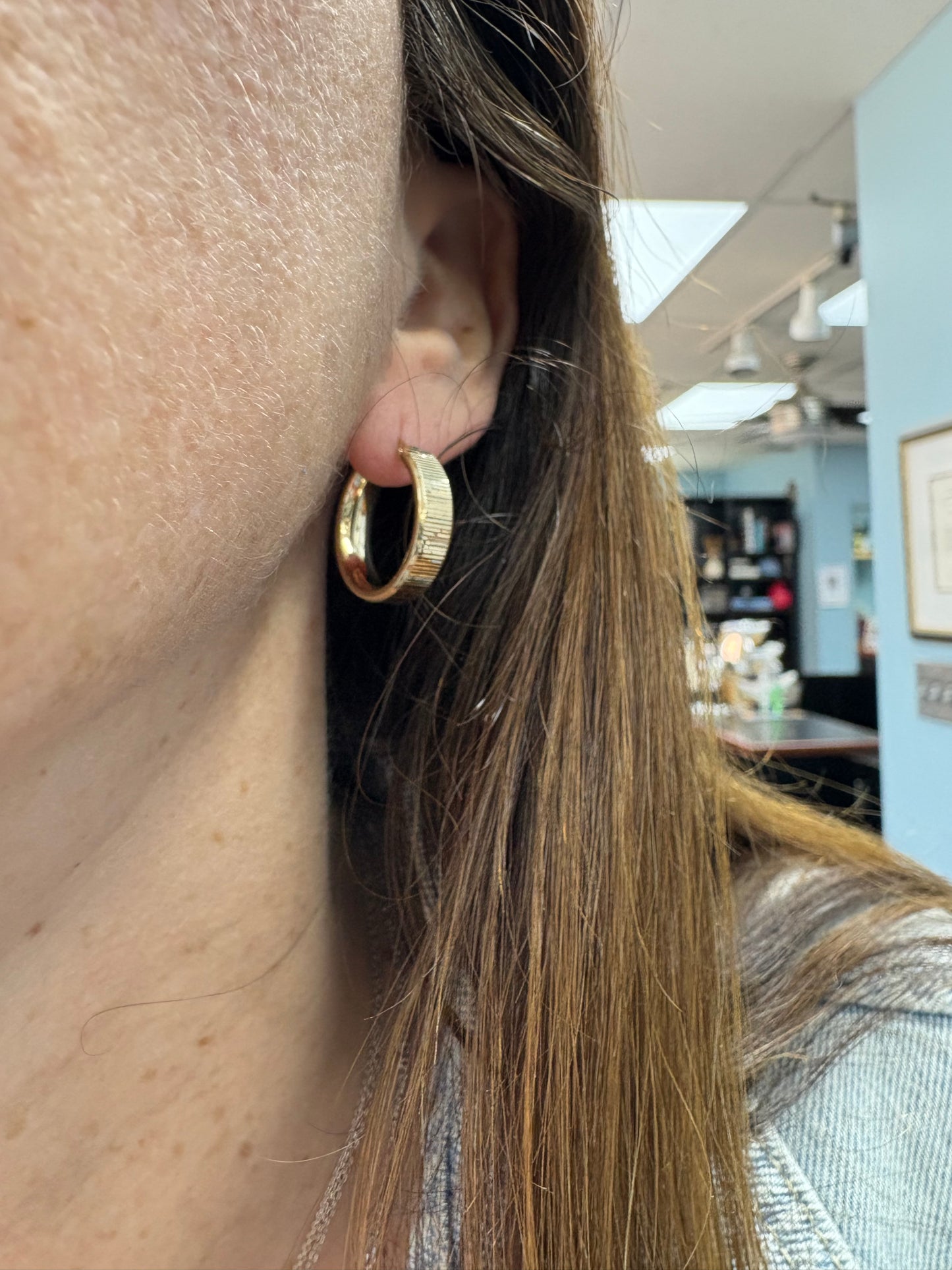 Fluted Yellow Gold Hoop Earrings