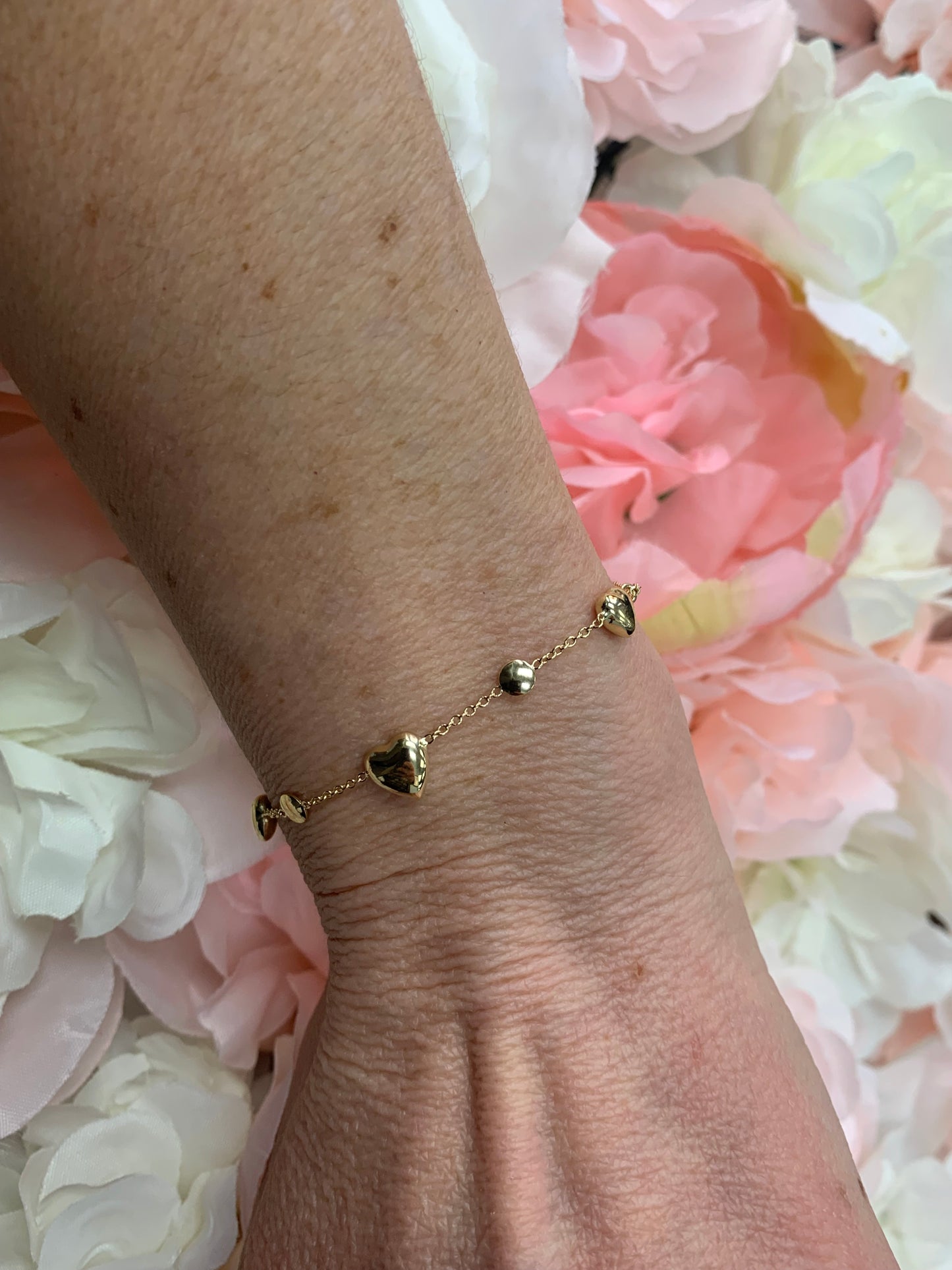 Yellow Gold Puffy Heart Bracelet/Anklet