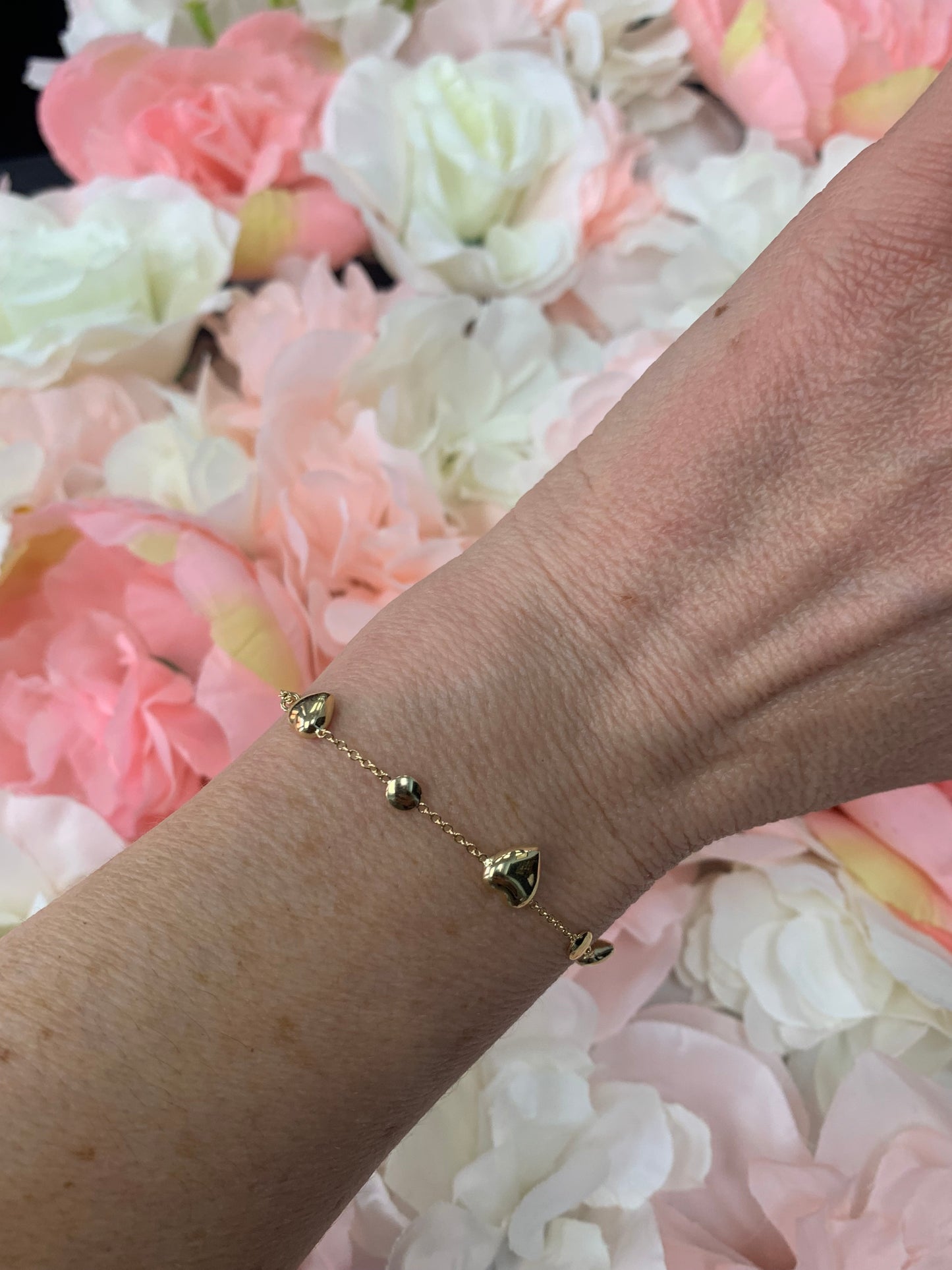 Yellow Gold Puffy Heart Bracelet/Anklet