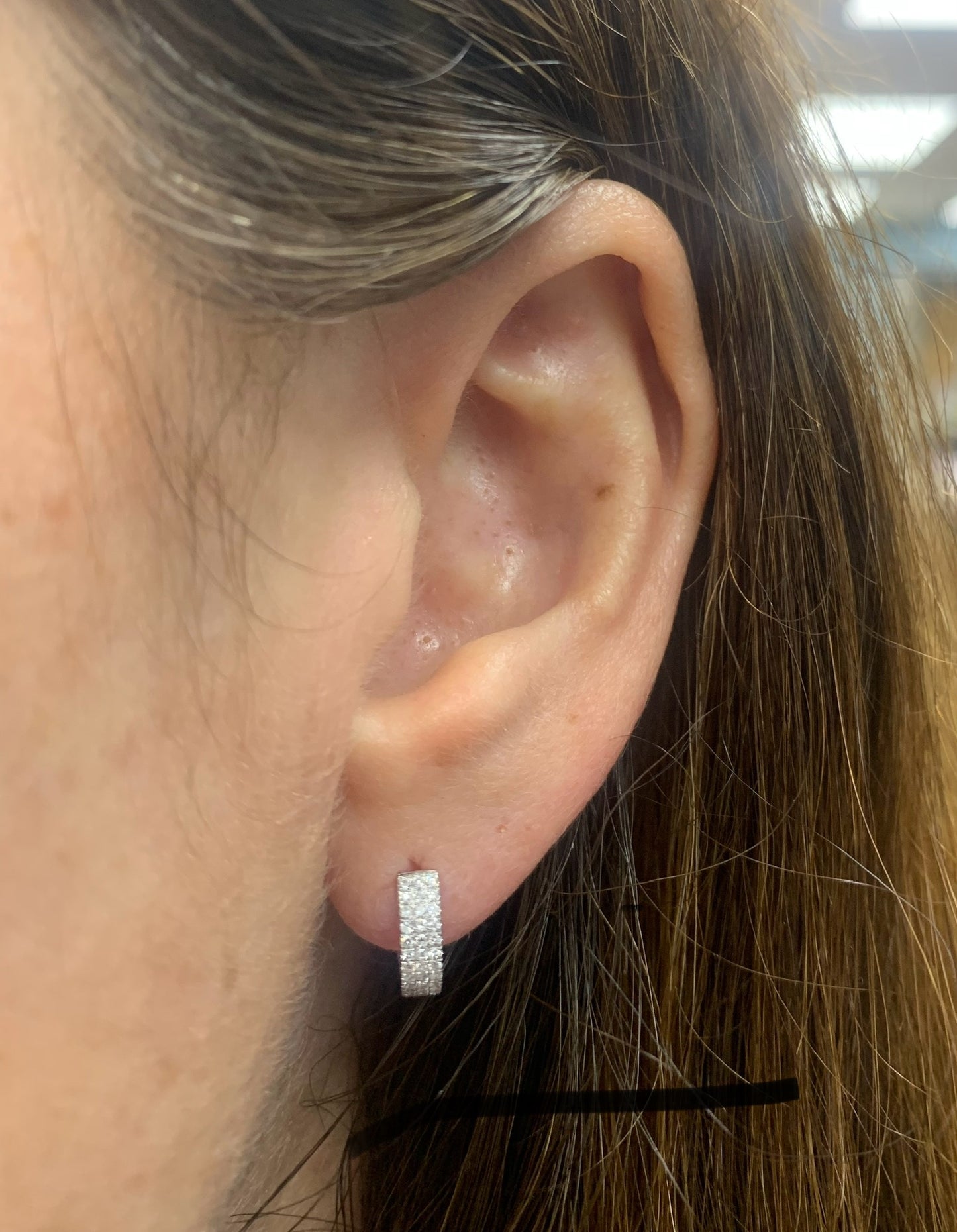 Petite Multi Row Diamond Huggie Earrings