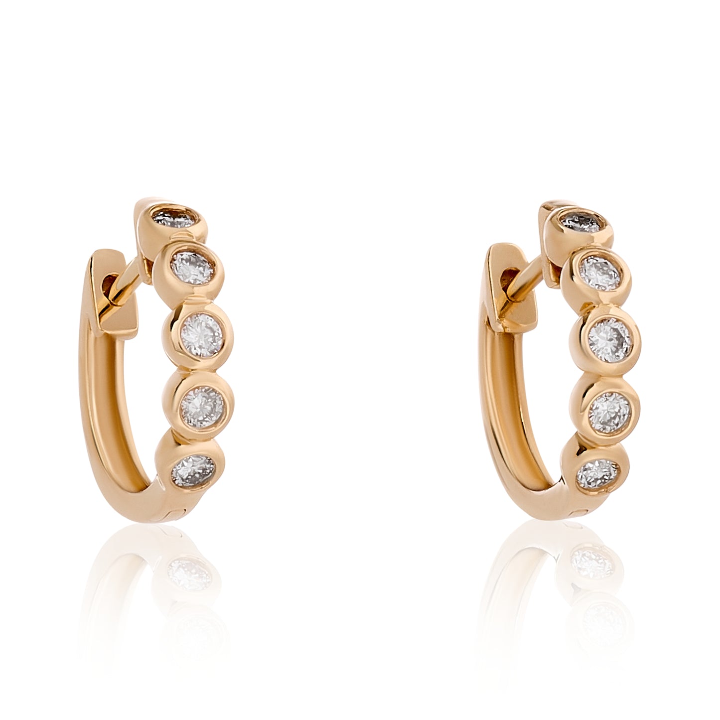 Half Way Bezel Set Diamond Hoops in Size 1