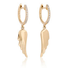 Load image into Gallery viewer, Petite Diamond and Gold Angel Wing Earrings