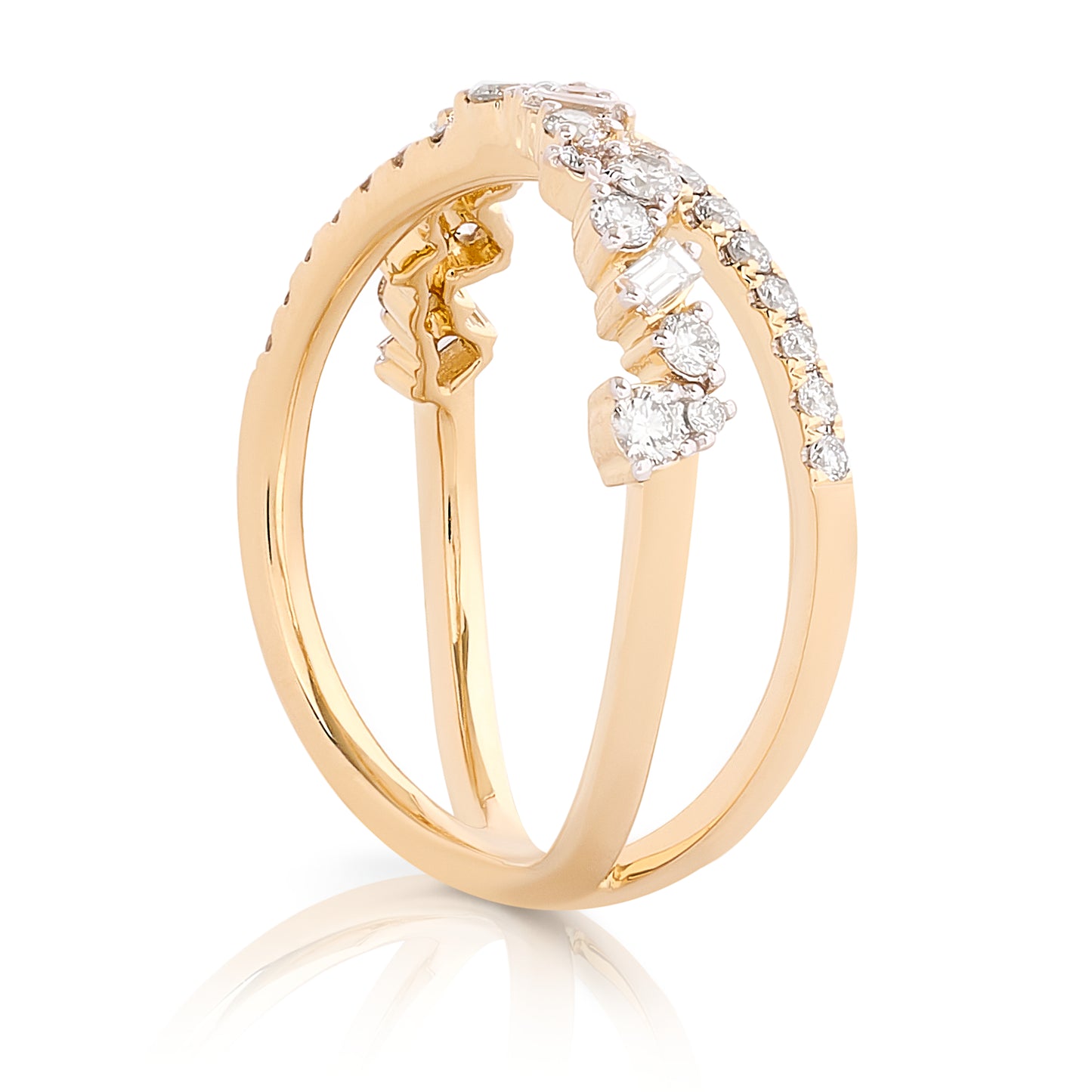 Diamond Criss Cross Band - Gold Two