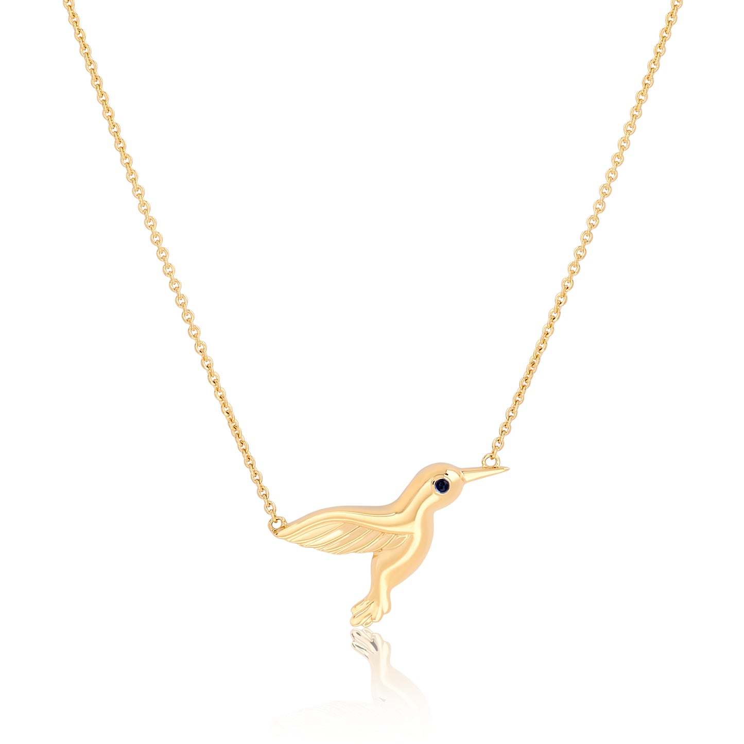 Medium Gold Sapphire Hummingbird Pendant