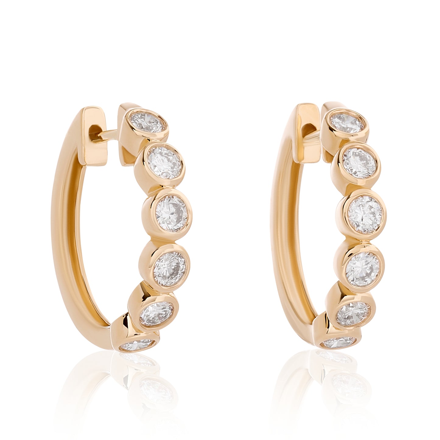 Half Way Bezel Set Diamond Hoops in Size 3