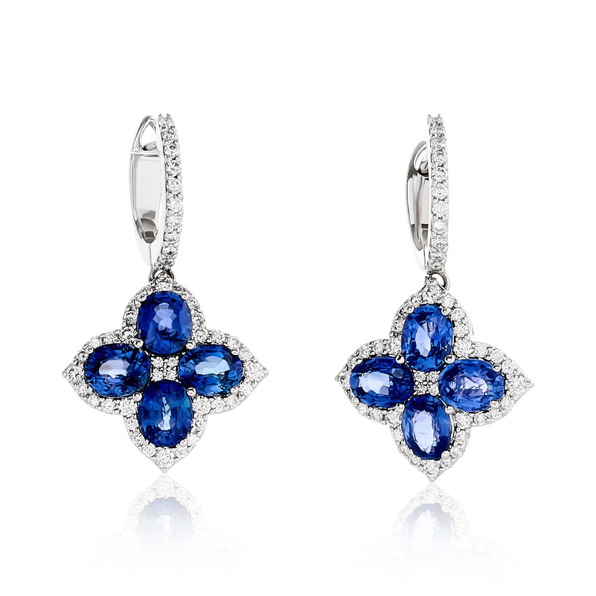 Sapphire and Diamond Petal Earrings Nicole Rose Fine Jewelry