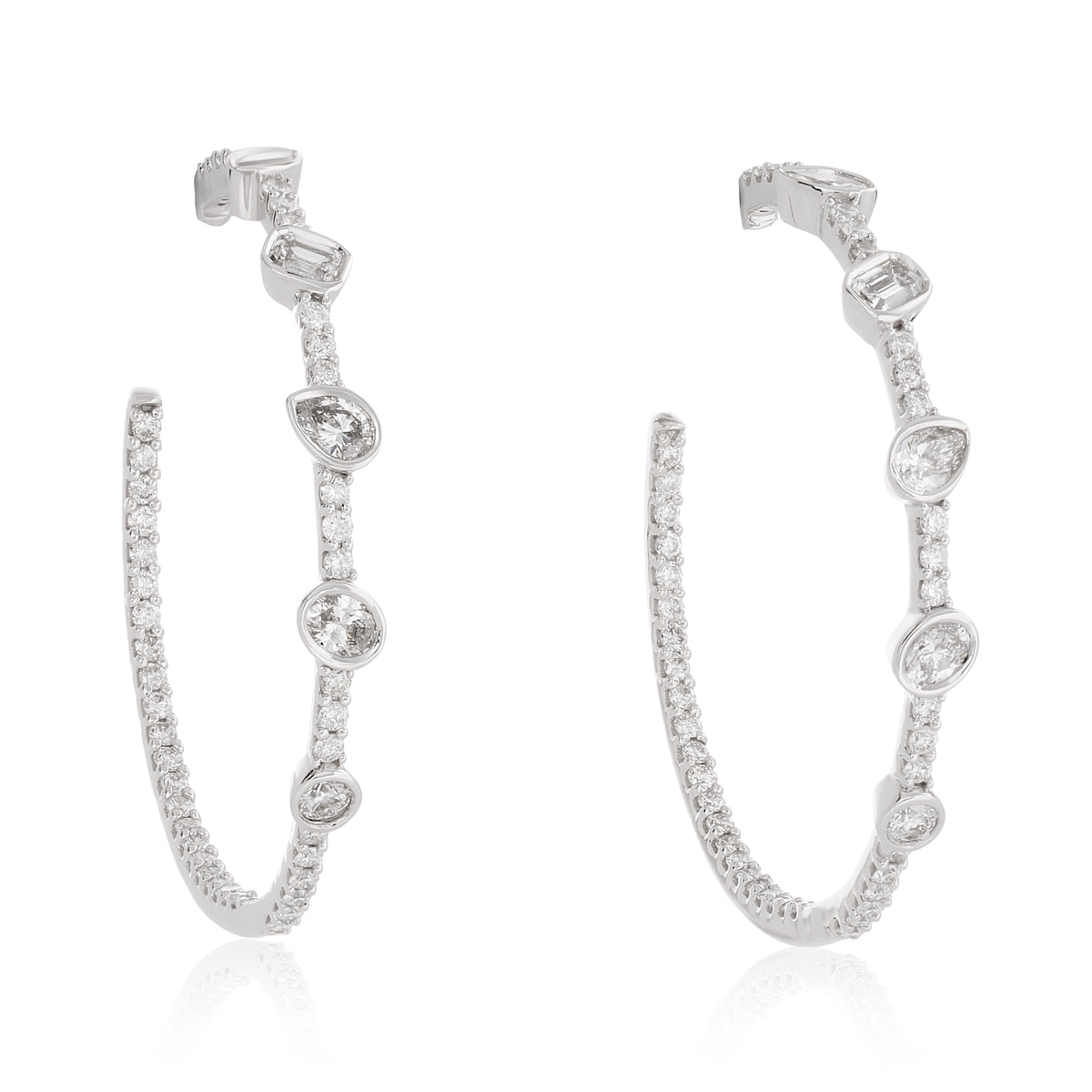 Bezel Set Fancy Shape Diamond Hoop Earrings Nicole Rose Fine Jewelry