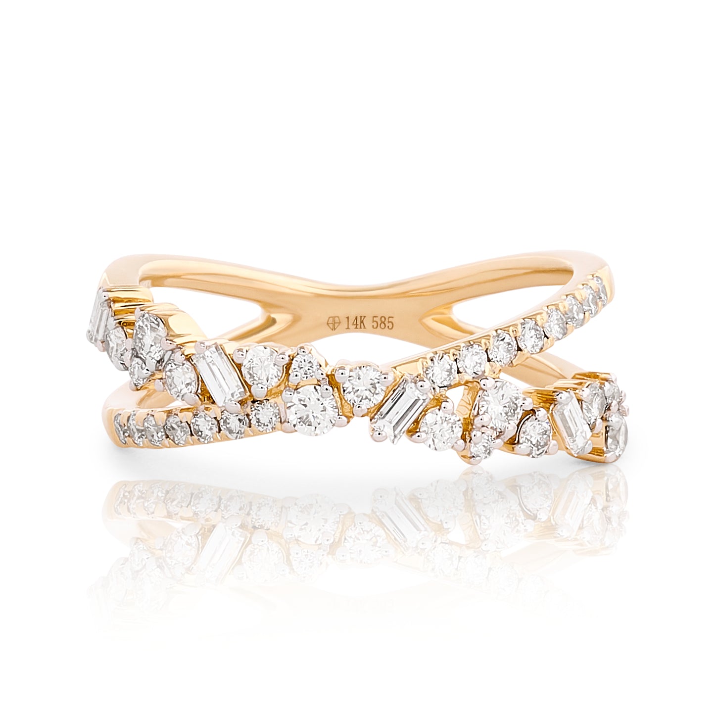 Diamond Criss Cross Band - Gold