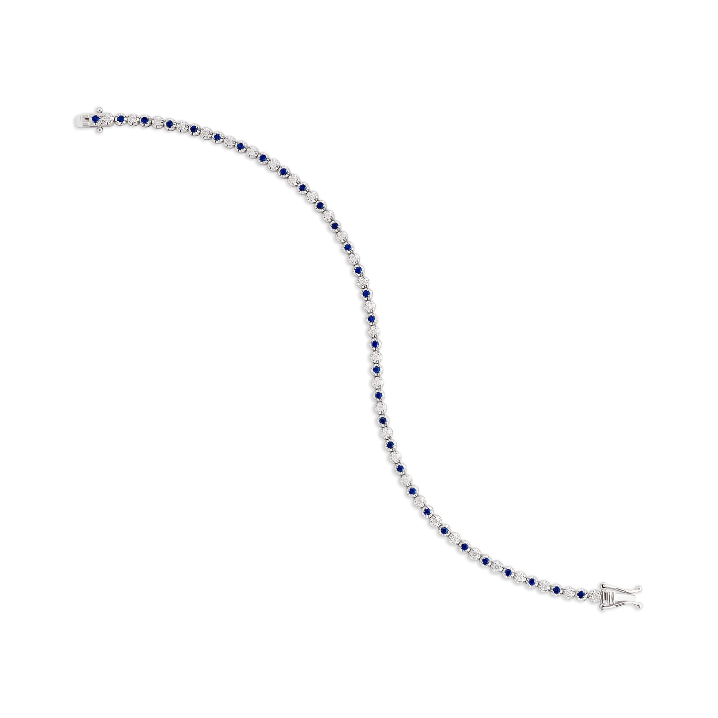 Dainty 1 Alternating Sapphire and Diamond Tennis Bracelet - Two