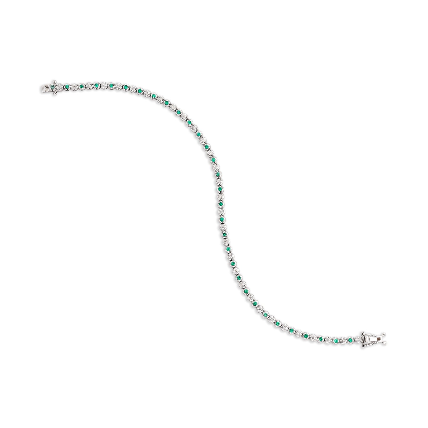 Dainty 1 Alternating Emerald and Diamond Tennis Bracelet