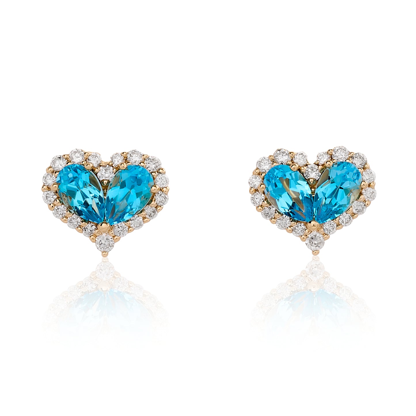 Chubby Topaz and Diamond Heart Stud Earrings
