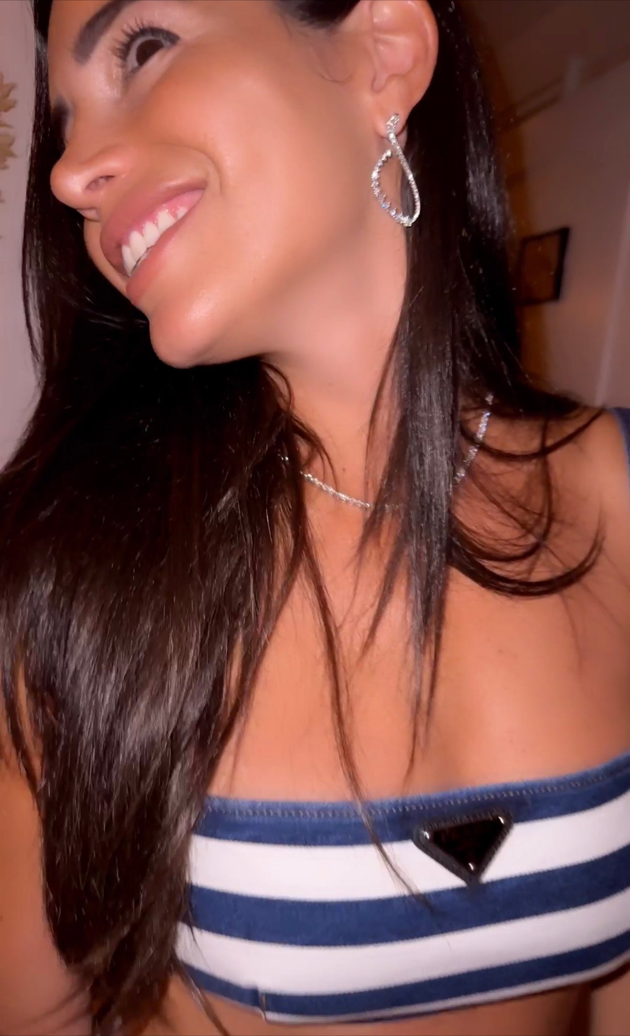 Diamond Curved Statement Earrings - Two