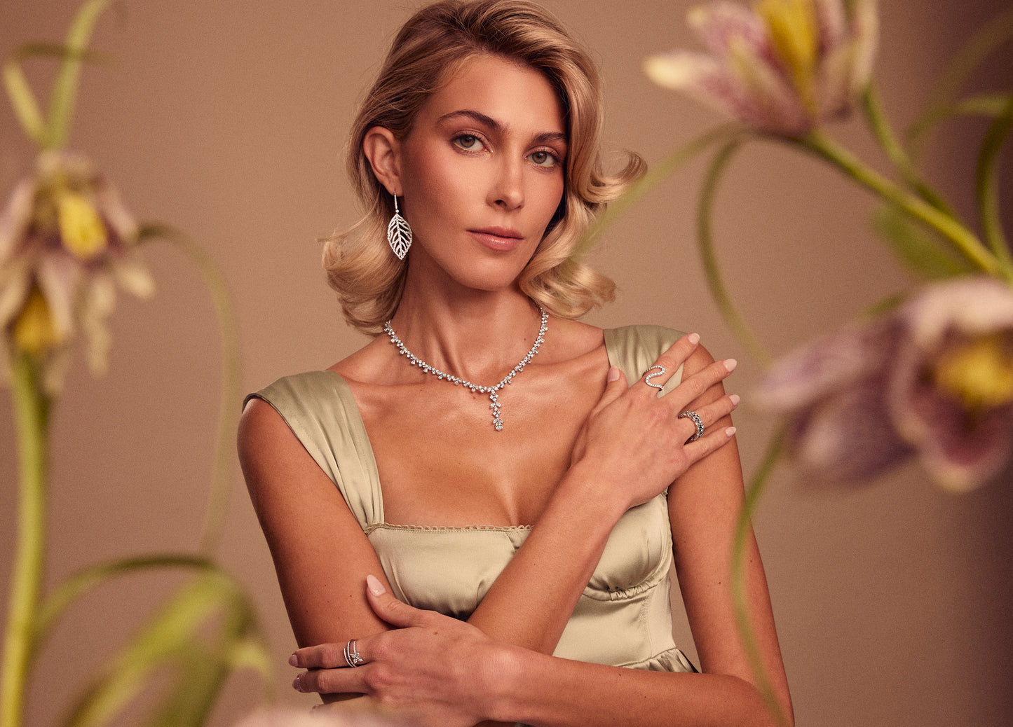 Diamond Leaf Earrings
