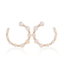 Load image into Gallery viewer, Curved Pearl and Diamond Earrings