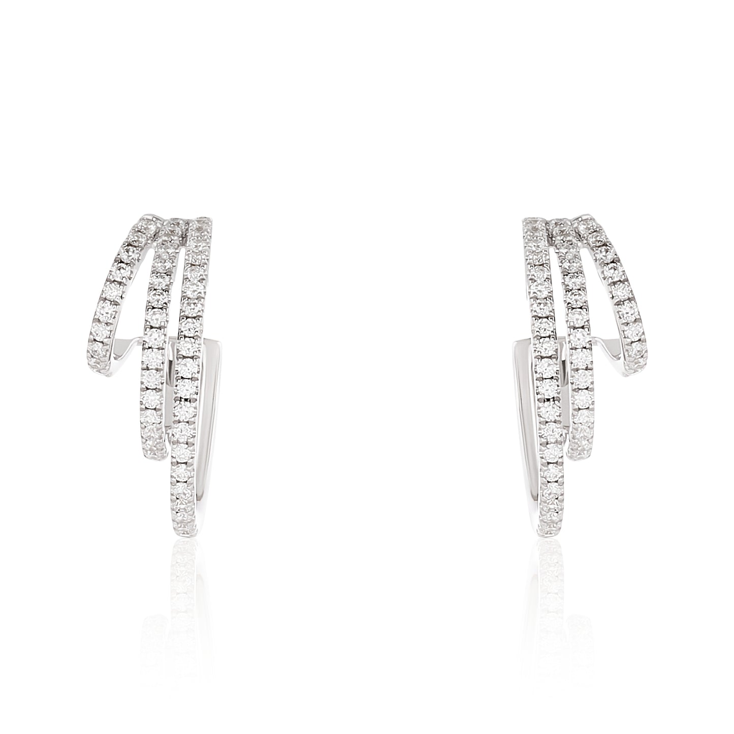 Three Row Graduated Diamond Hoop Earrings
