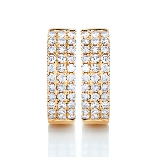 Petite Multi Row Diamond Huggie Earrings