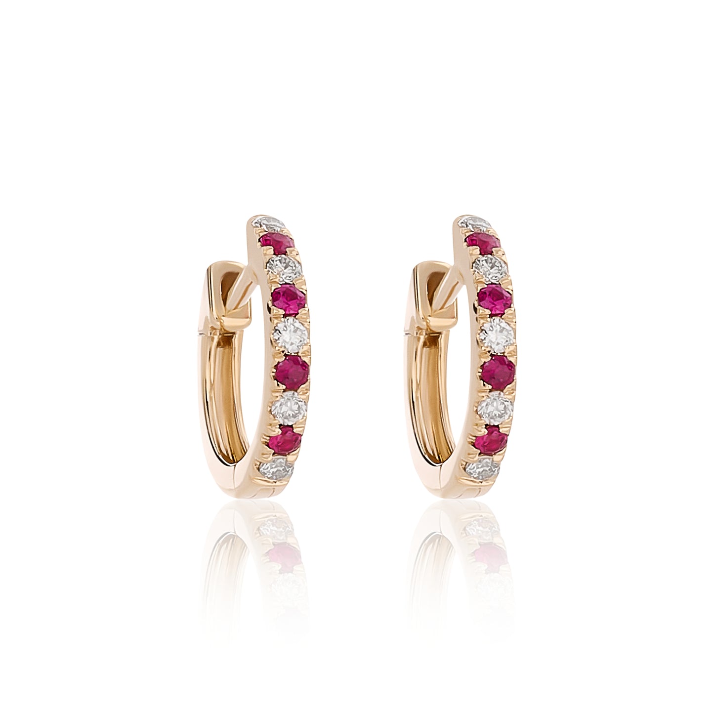 Petite Ruby and Diamond Huggie Hoops