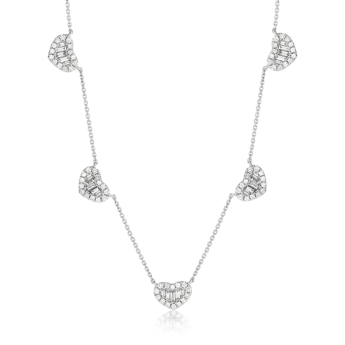 Five Diamond Heart Necklace Nicole Rose Fine Jewelry