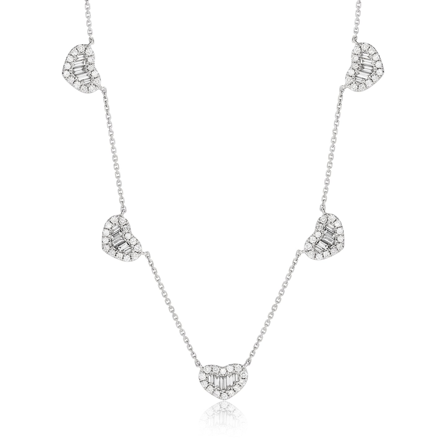 Five Diamond Heart Necklace