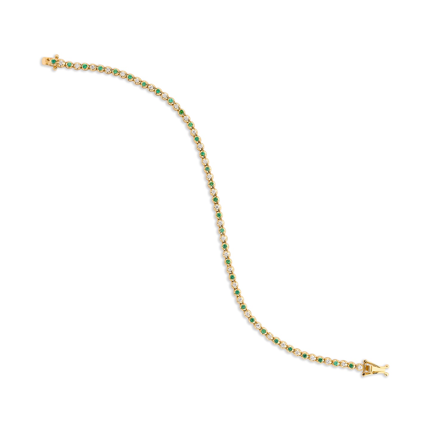 Dainty 1 Alternating Emerald and Diamond Tennis Bracelet