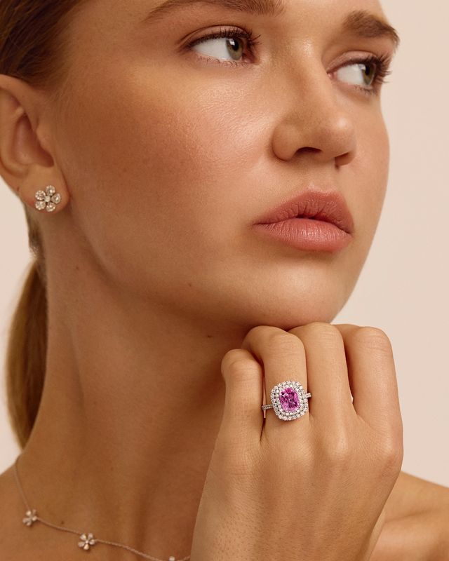 Diamond Rose Cut Flower Earrings