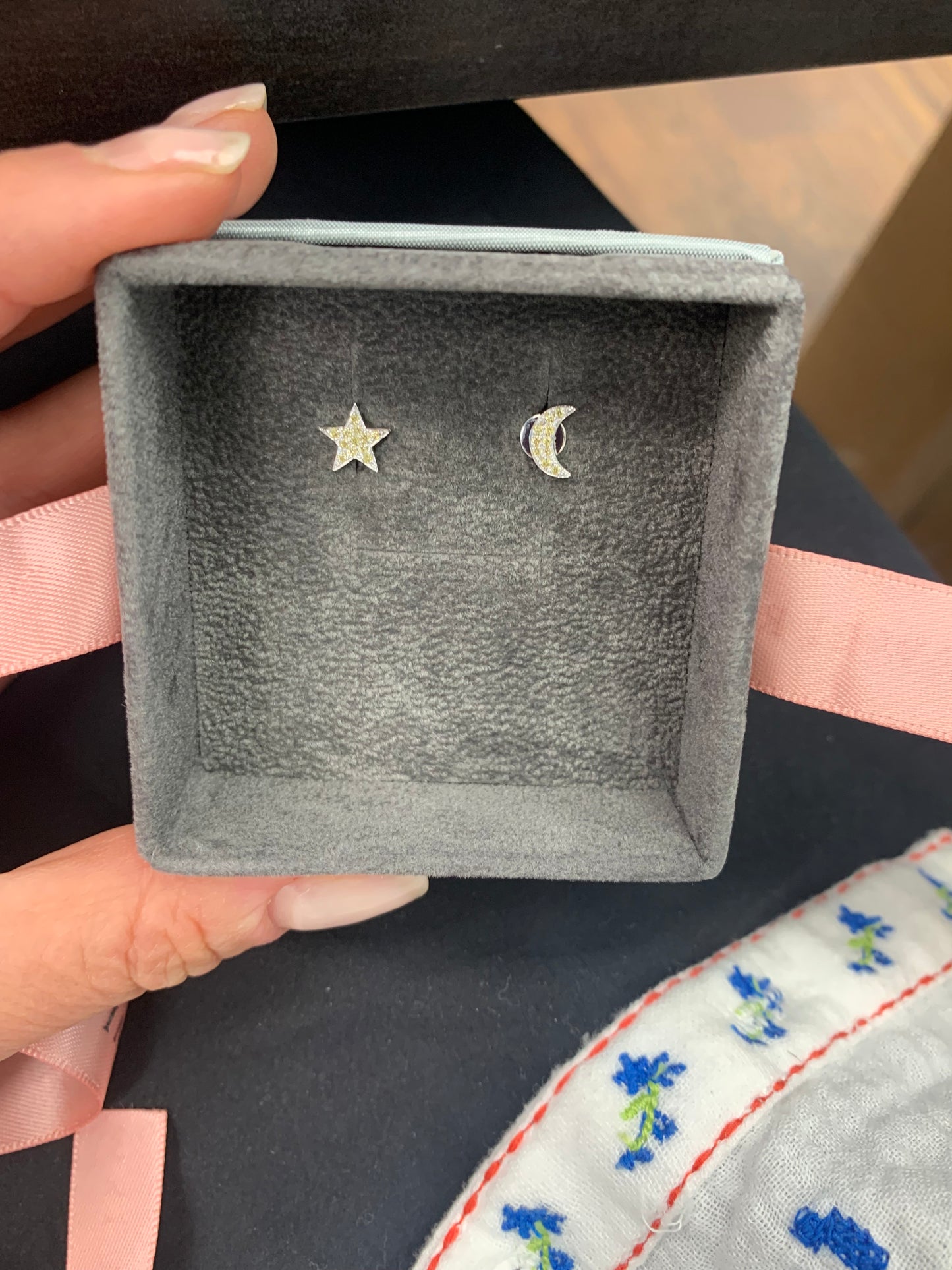 Yellow Sapphire Star and Moon Earrings