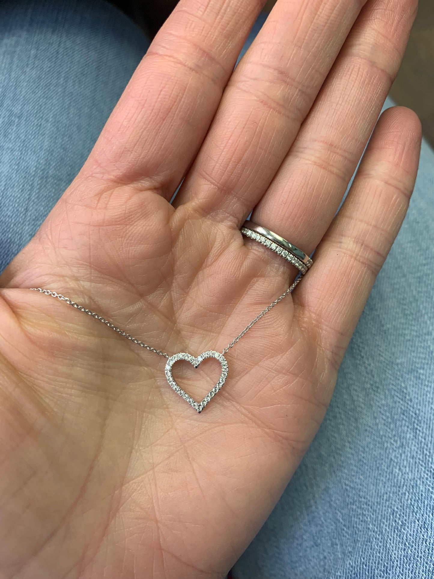 Small Open Diamond Heart Pendant