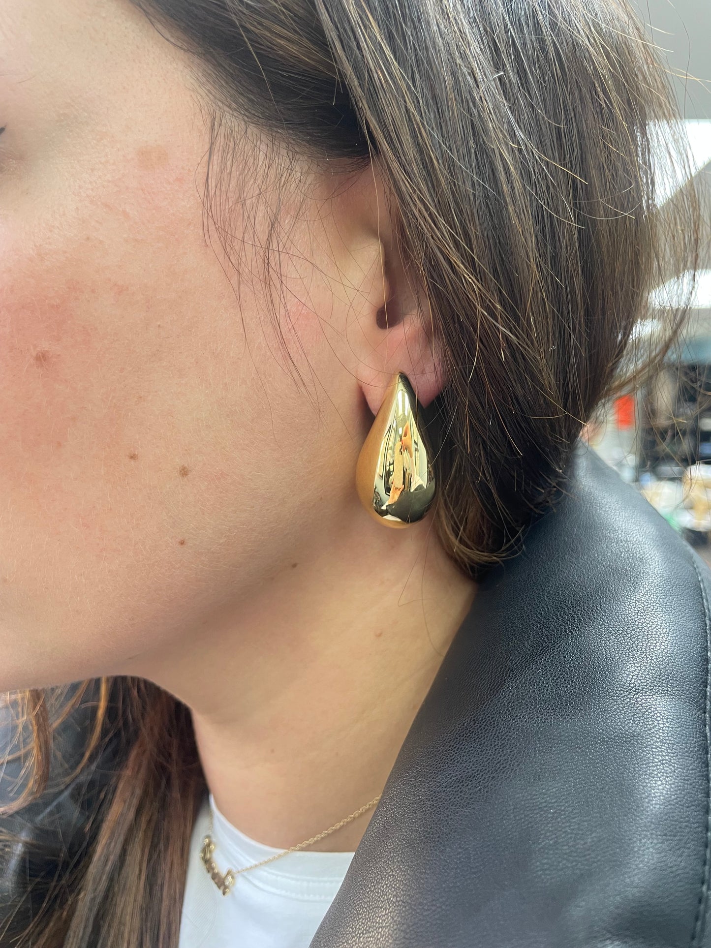 Large Puffy Tear Drop Earrings