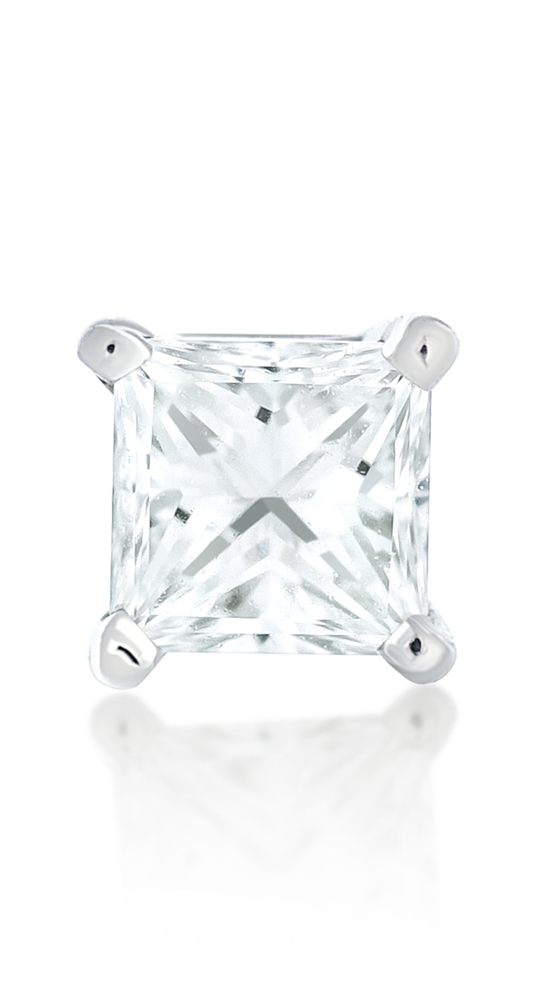 Single Princess Cut Diamond Stud Earring