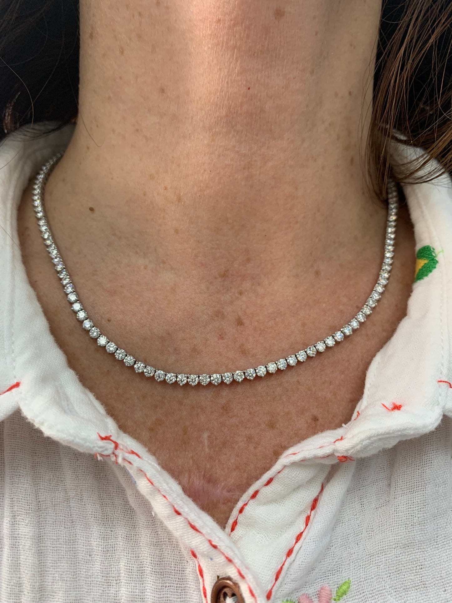 Lab Grown Straight Line Tennis Necklace-13