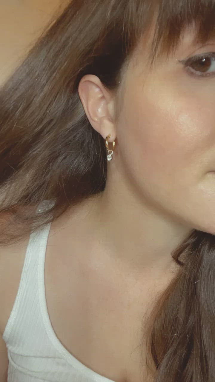 Diamond Charm Huggie Hoop - Video 2