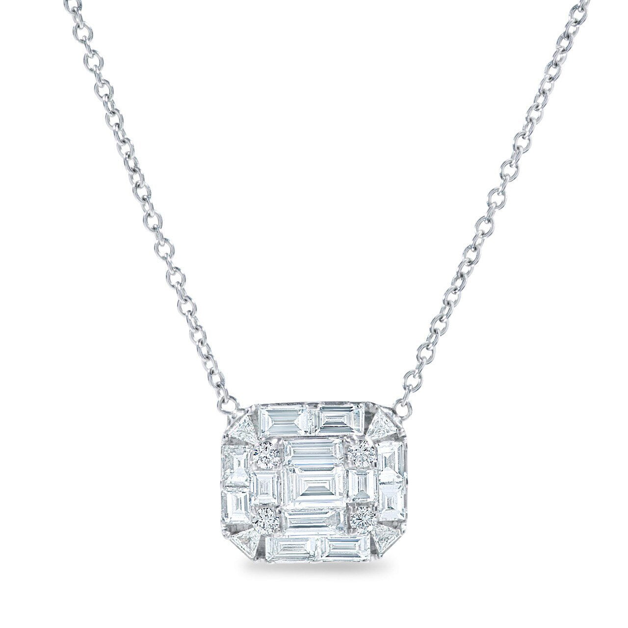 Round and Baguette Diamond Pendant