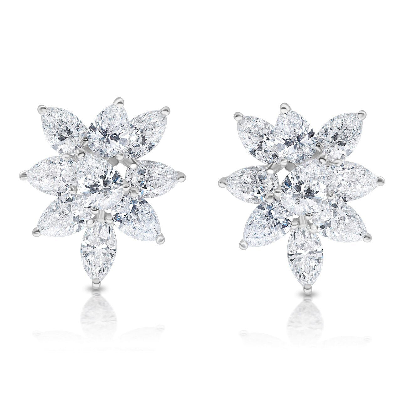 Fancy Shape Diamond Cluster Earrings in Medium