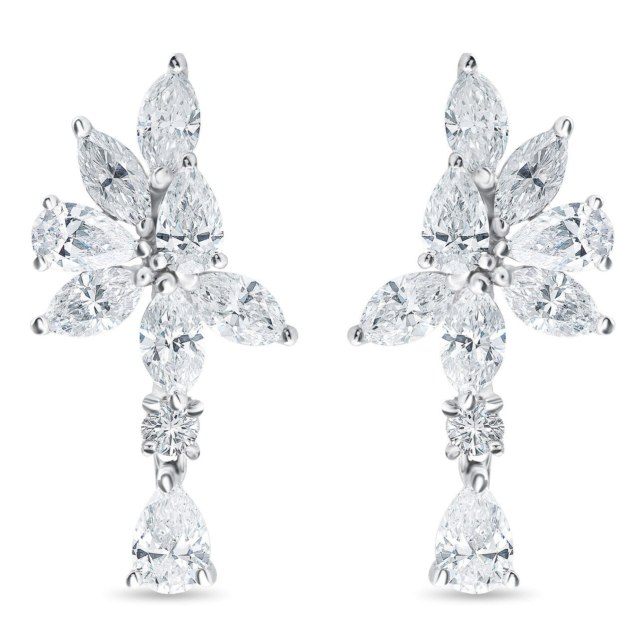 White Gold Fancy Shape Diamond Dangle Earrings