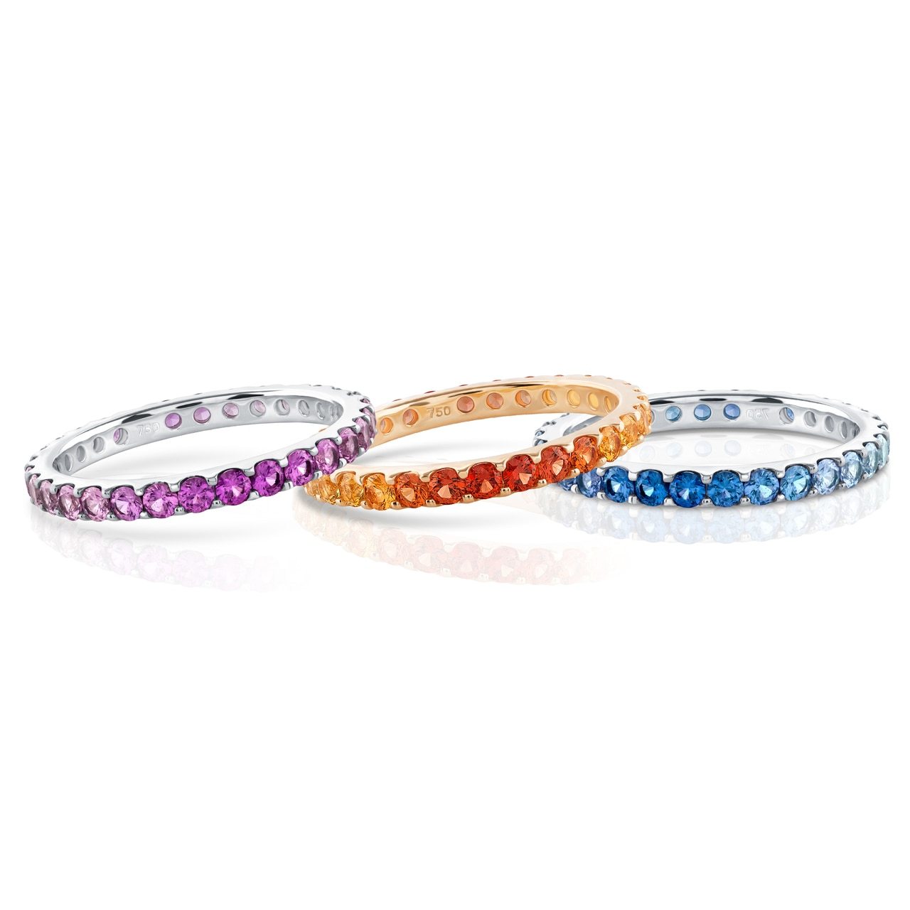 Yellow Gold Ombre Orange Sapphire Eternity Ring