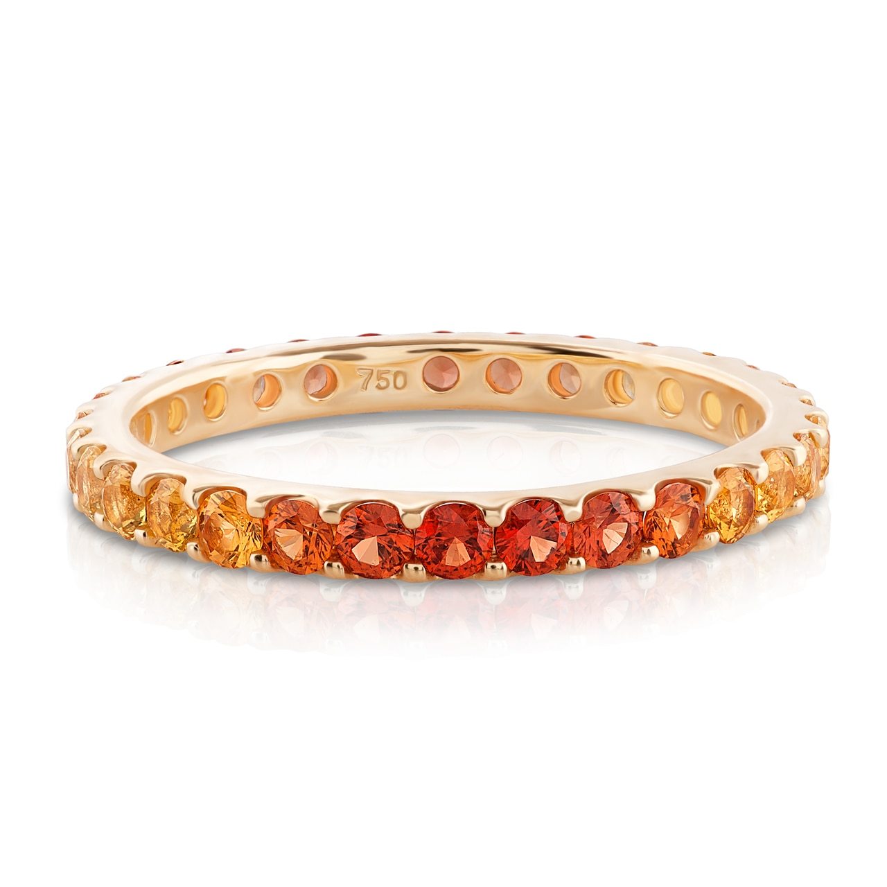 Yellow Gold Ombre Orange Sapphire Eternity Ring