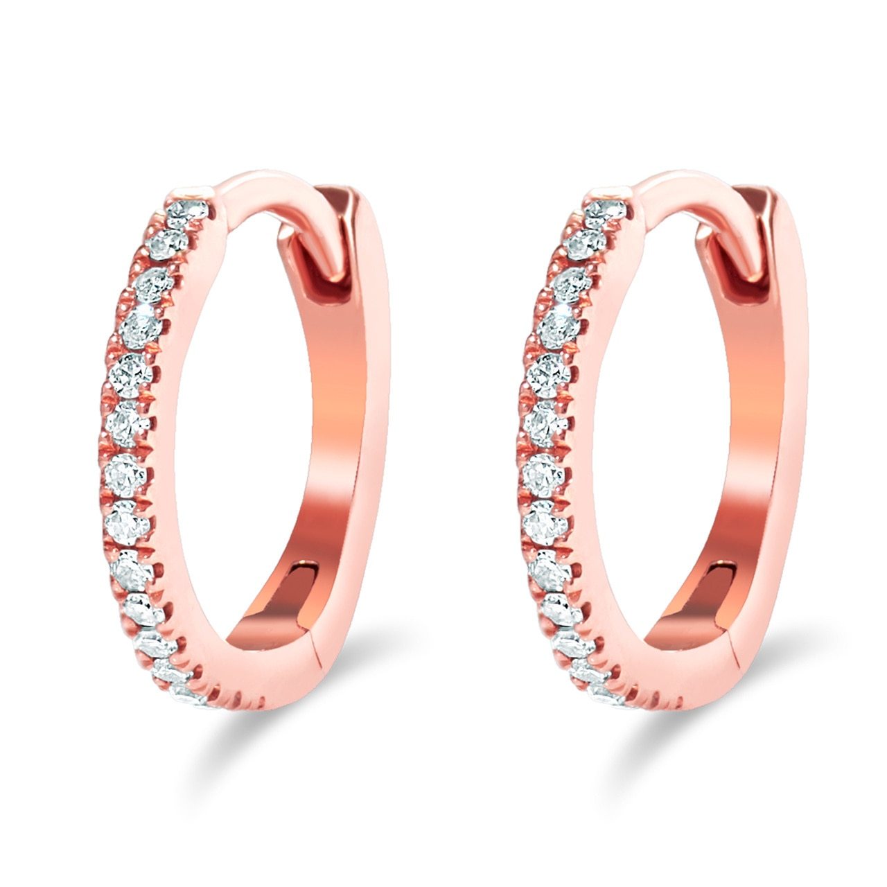14K Gold Mini Diamond Hoops