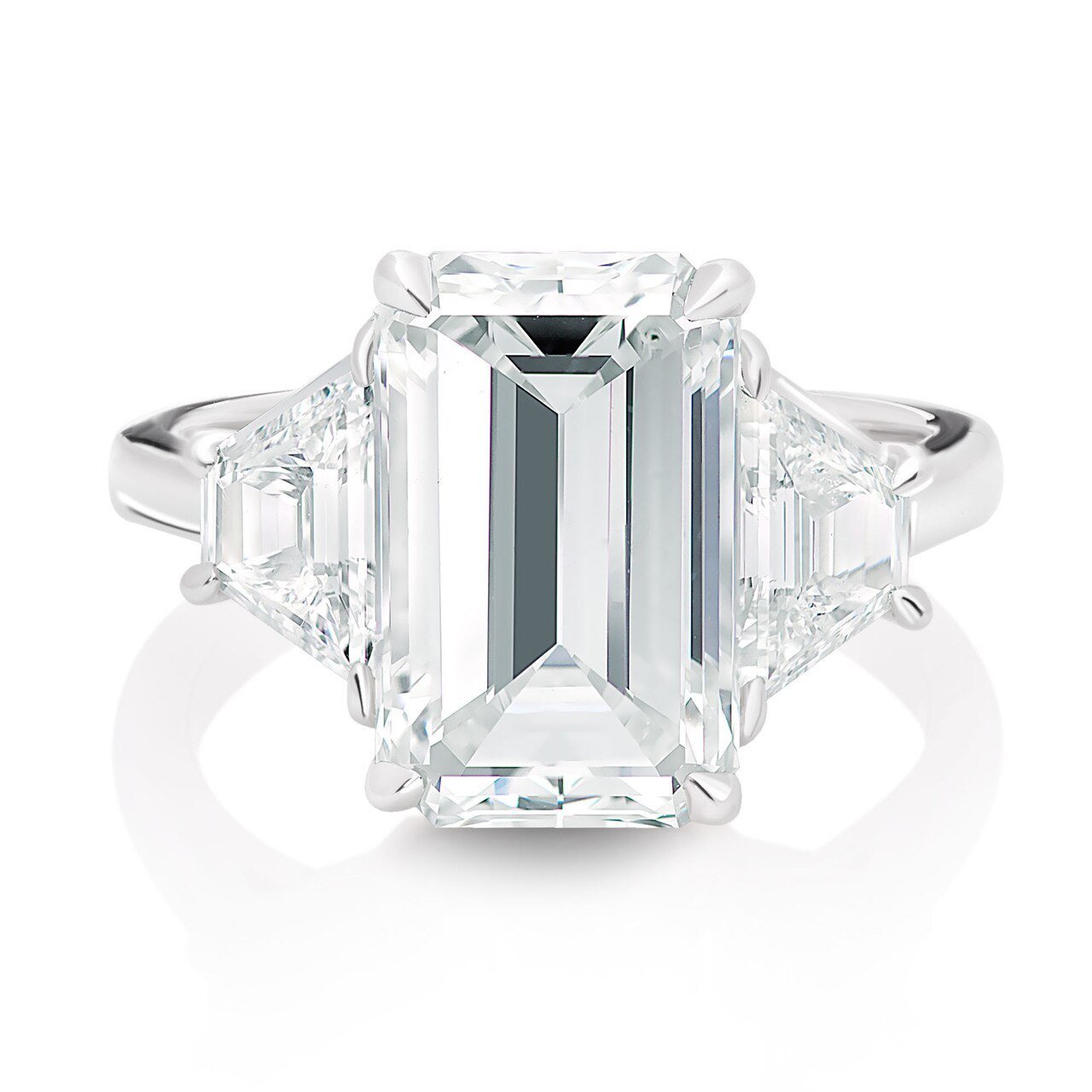 Platinum Emerald Cut Diamond Ring
