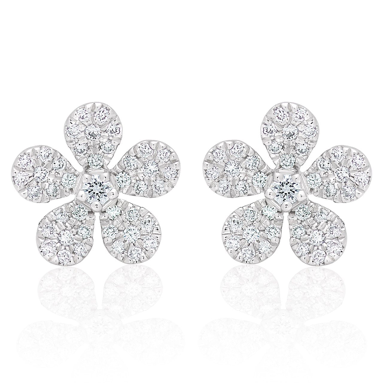Diamond Small Flower Earrings