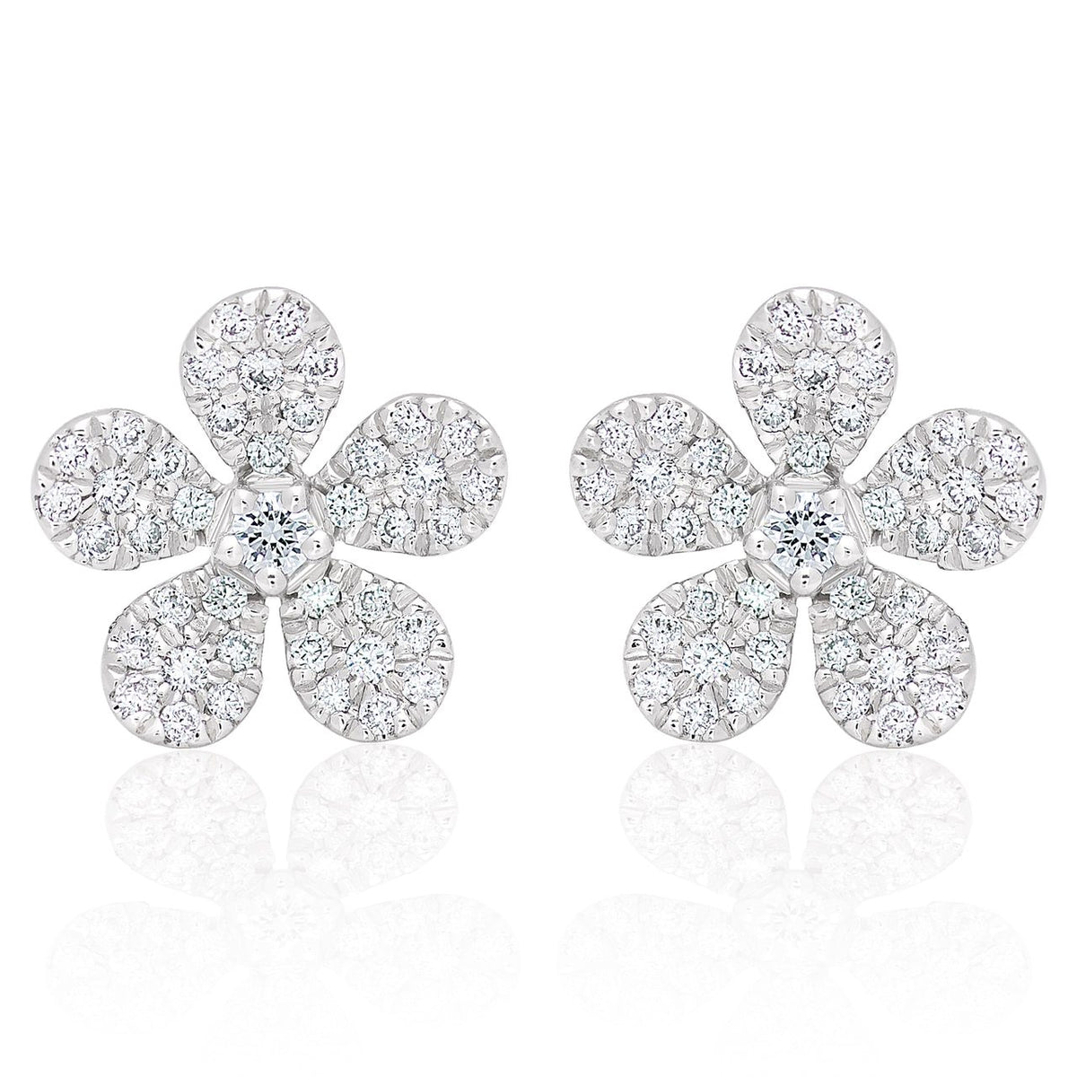 Diamond Flower Earrings Floral Studs Rose Studs Elegant Dainty Tiny -  Stellar Fields