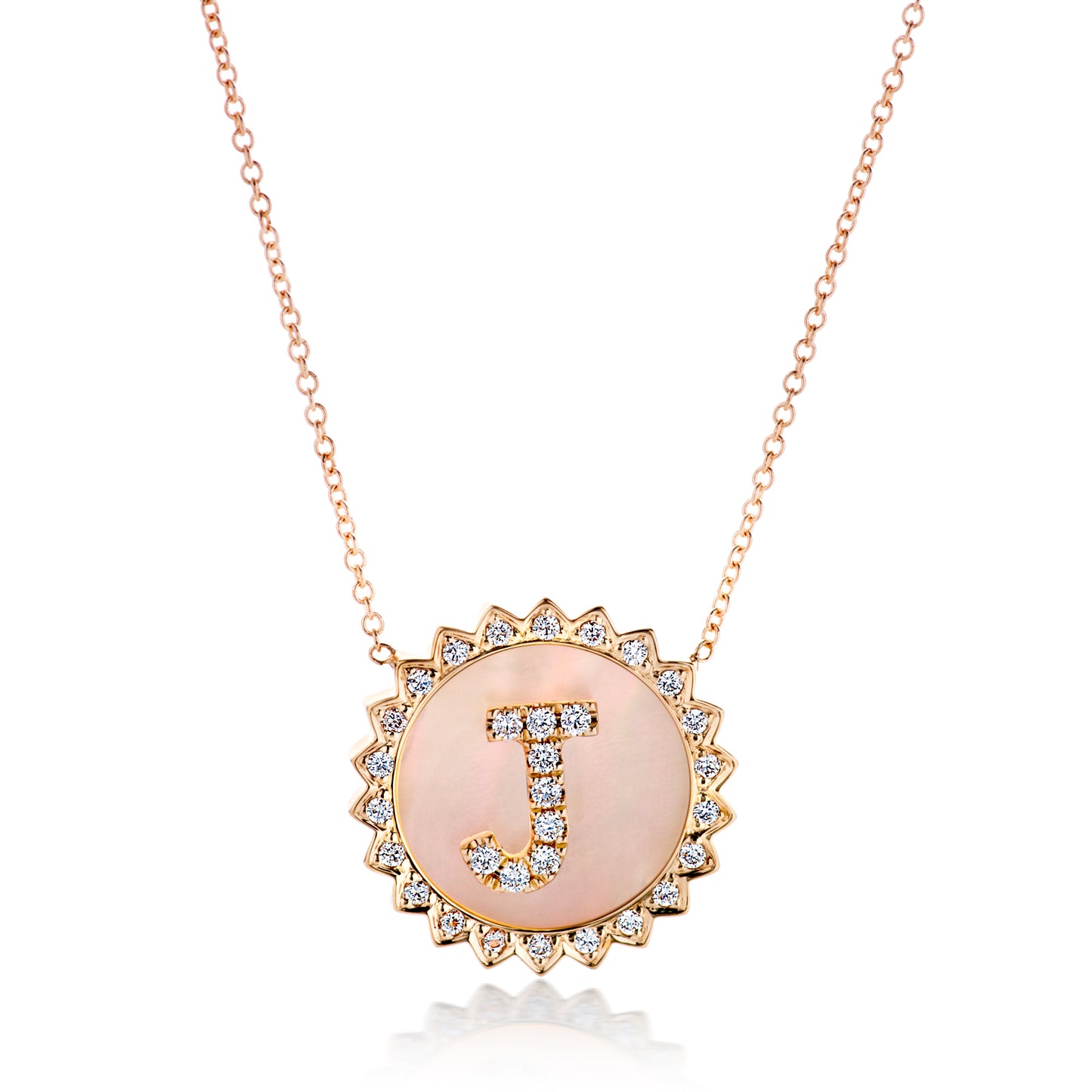 Medium Mother Of Pearl All Diamond Sun Pendant