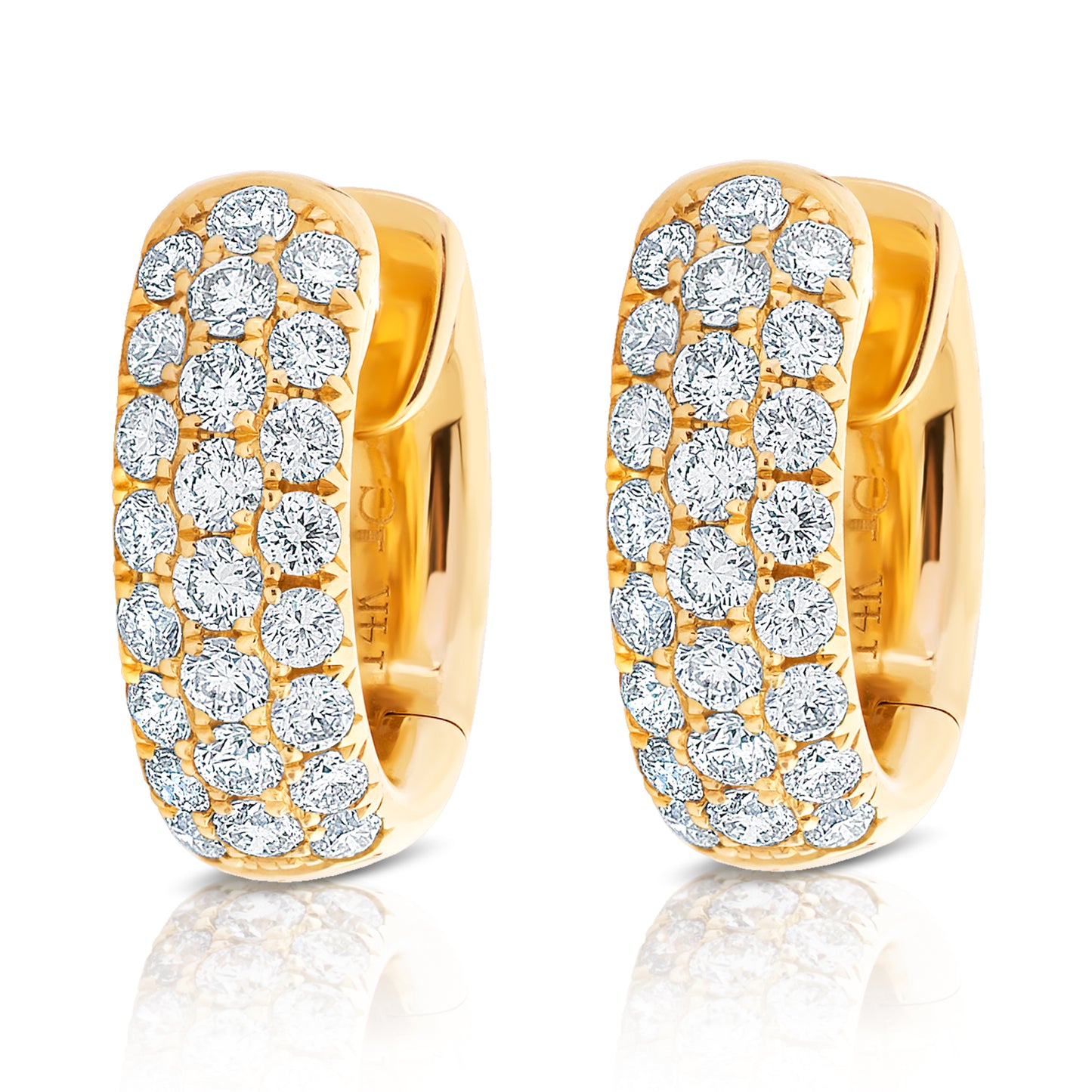 Multi Row Diamond Huggie Earring