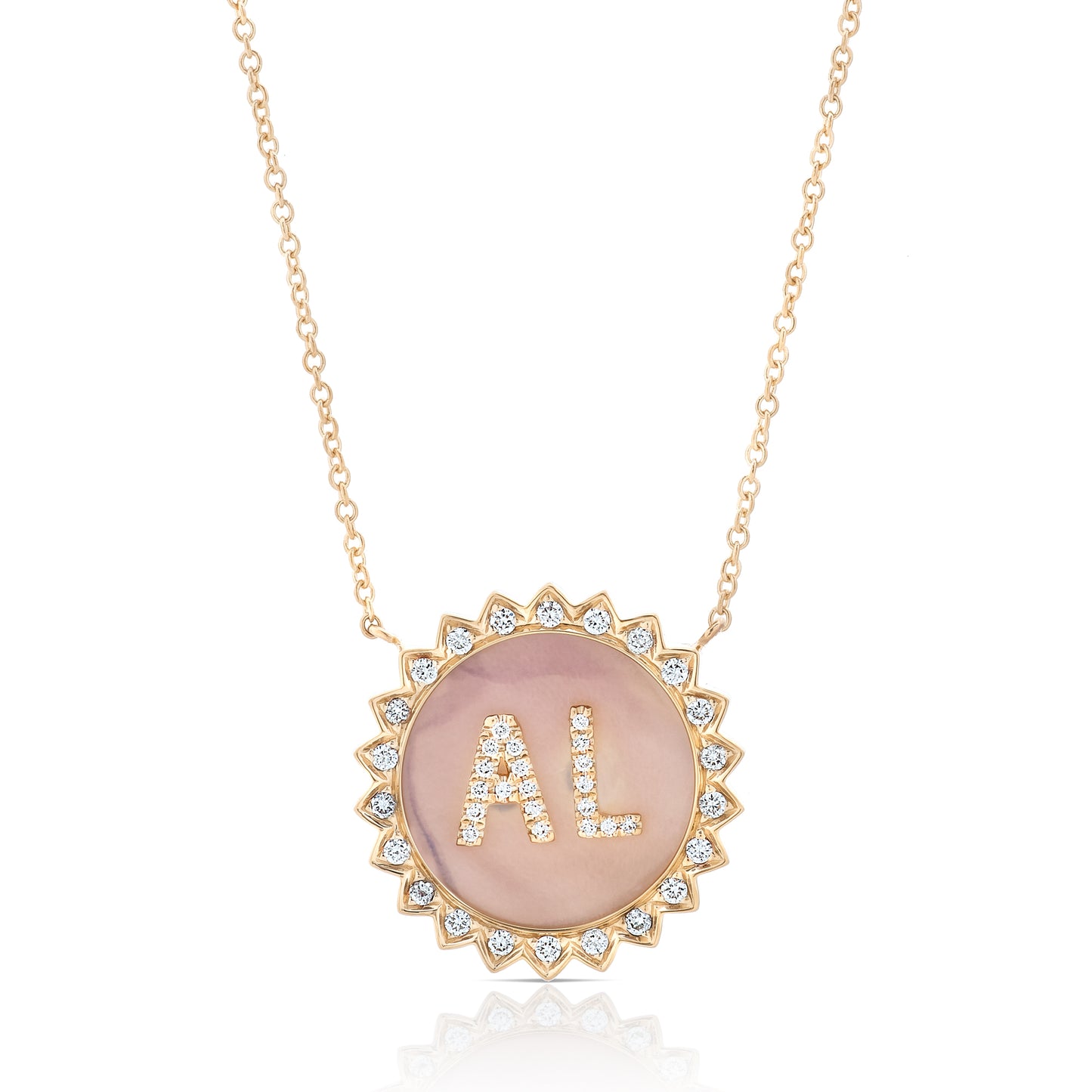 Medium Double Diamond Initial Sun Pendant