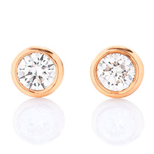 Load image into Gallery viewer, Petite Bezel Set Diamond Stud Earrings - Rose