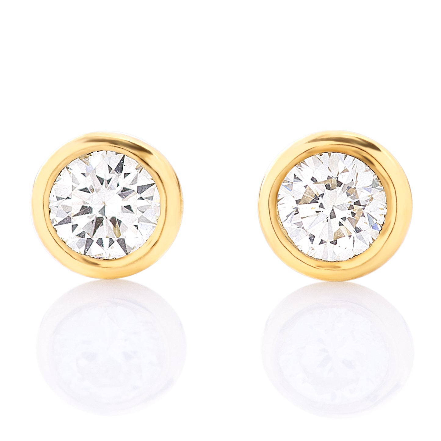Petite Bezel Set Diamond Stud Earrings - Yellow